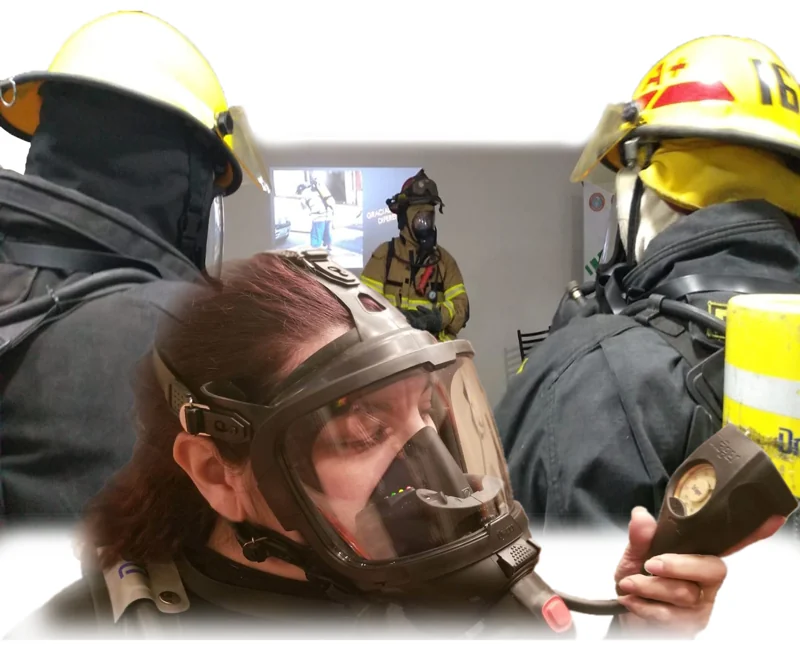 Capacitación de bomberos en equipos de respiración